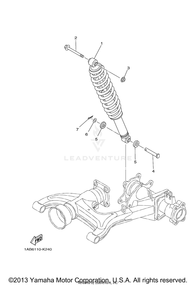 Rear Suspension GRIZZLY 350 4WD - YFM35FGAGR - 2011 Schematic