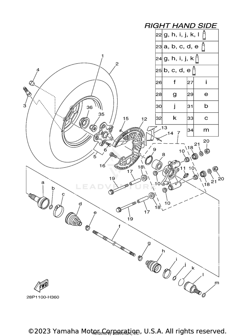 Rear Wheel 2 GRIZZLY 700 FI 4WD - YFM7FGZGR - 2010 Schematic