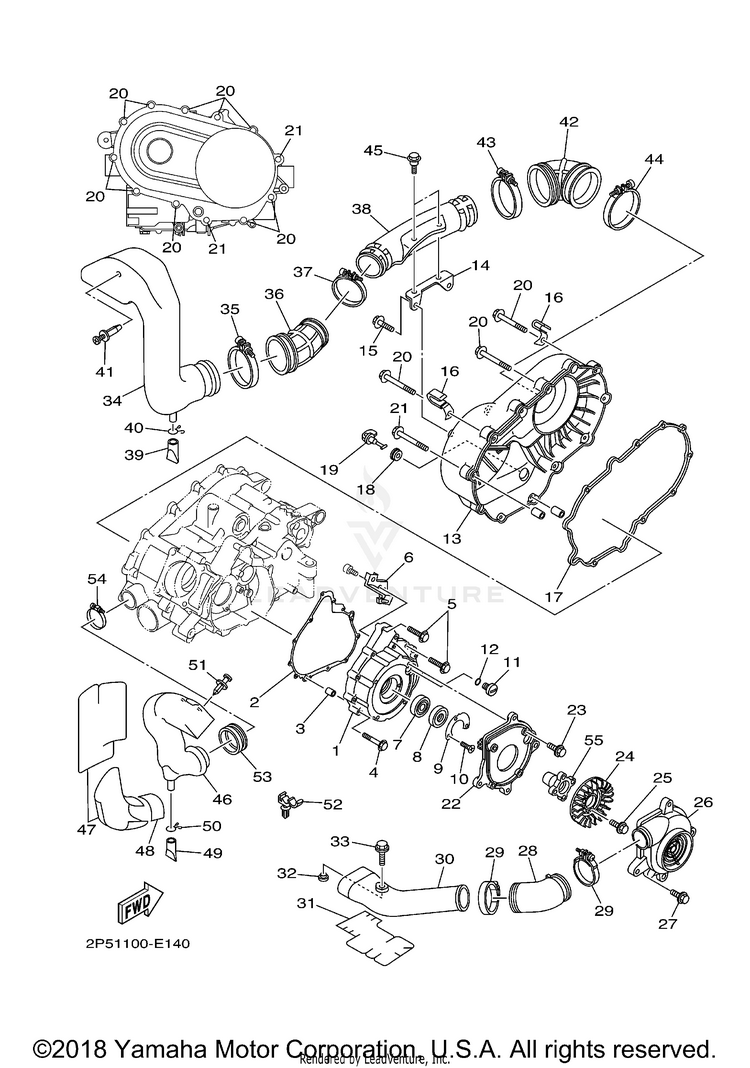 Crankcase Cover 1 RHINO 450 - YXR45FYGR - 2009 Schematic