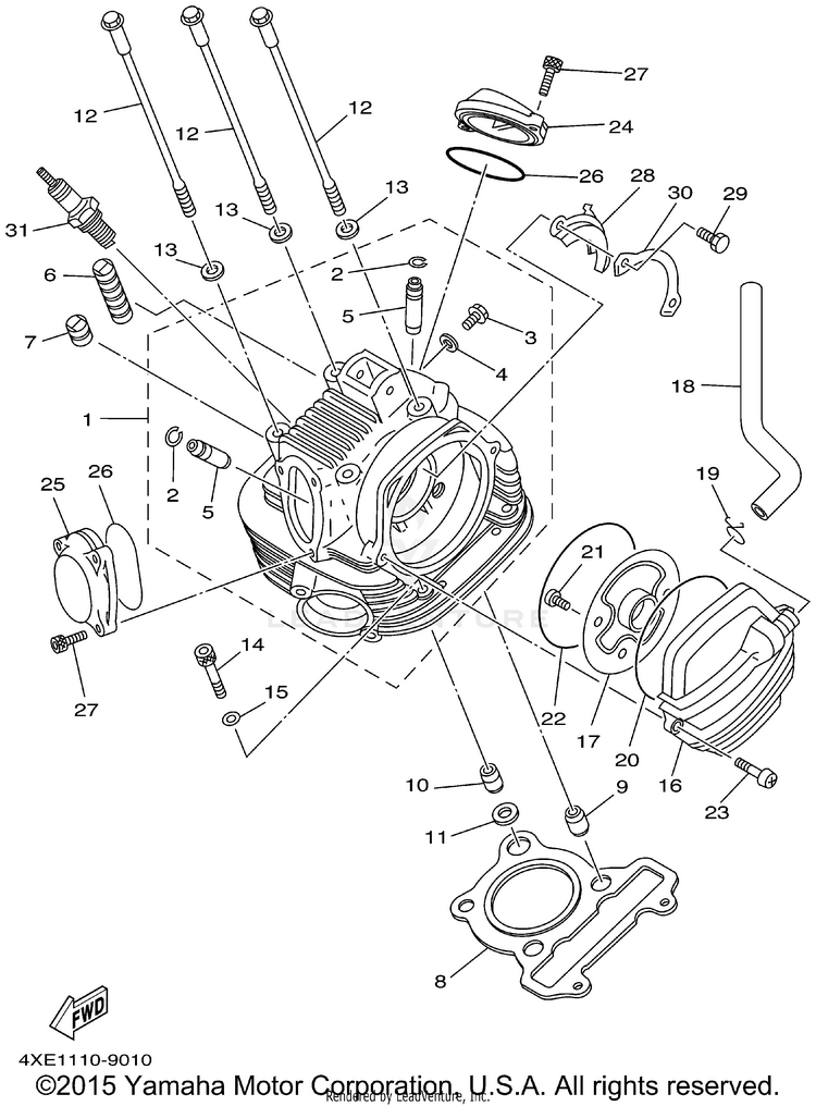 Cylinder Head BEAR TRACKER 2WD_REALTREE - YFM250XHP - 2002 Schematic