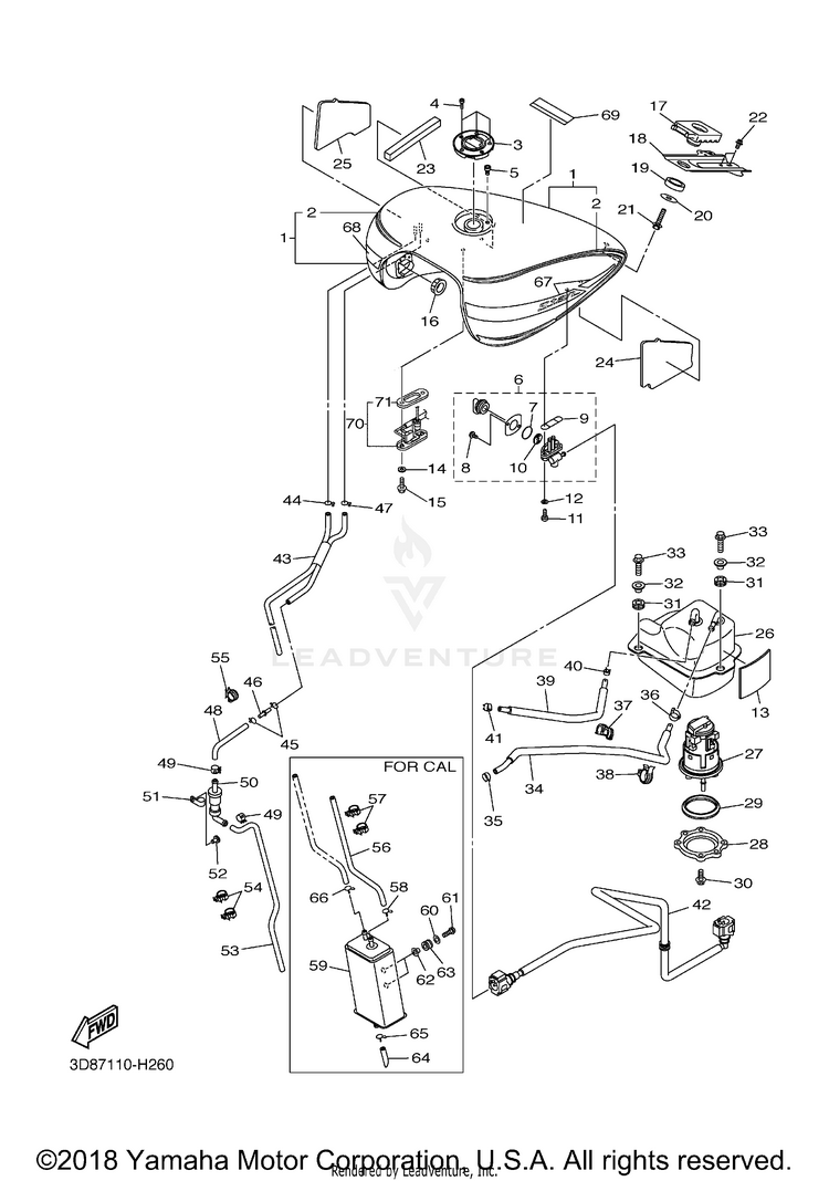 Fuel Tank V STAR 1300 - XVS13AYCB - 2009 Schematic
