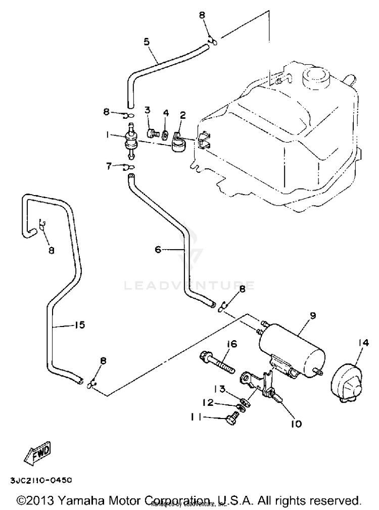 Fuel Tank 2 California Model Only Schematic