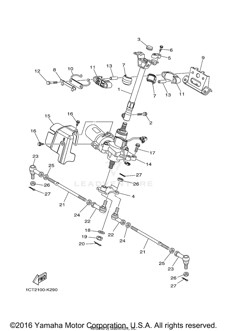 Steering GRIZZLY 450 EPS 4WD - YFM45FGPBG - 2012 Schematic