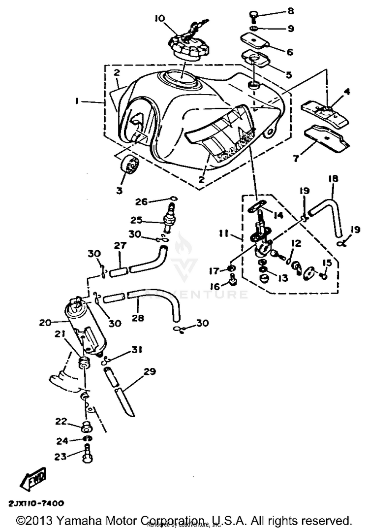 Fuel Tank California Model Only Schematic