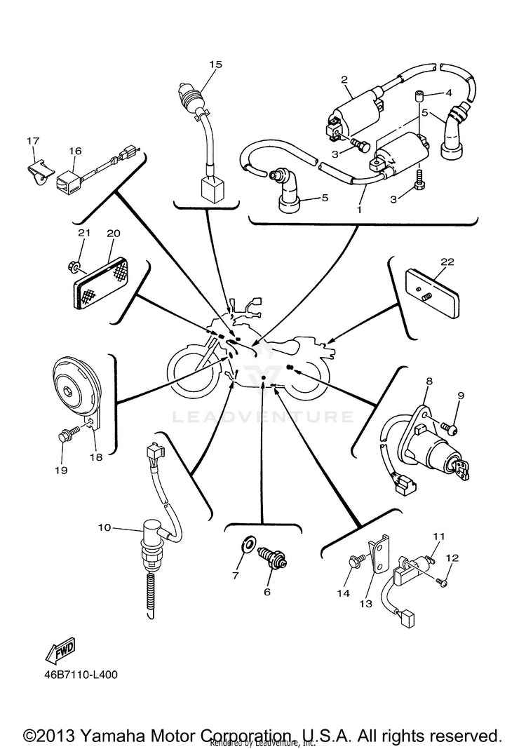 Electrical 2 V STAR 250 - XV250ECR - 2014 Schematic