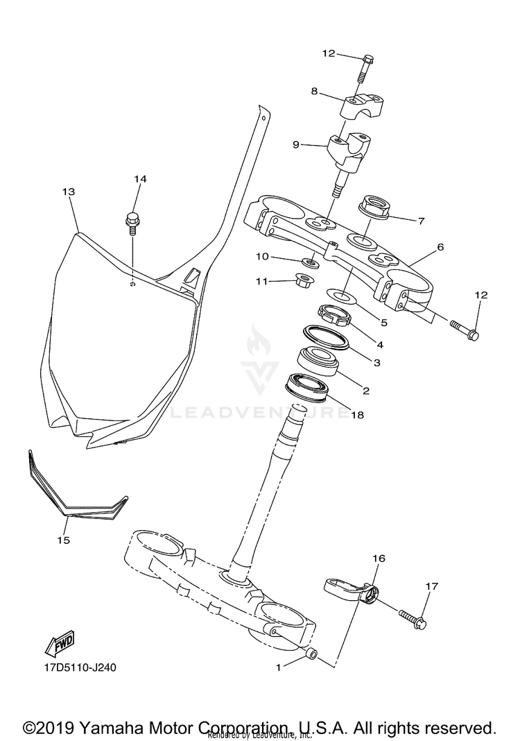 Steering YZ250F - YZ250FAB - 2011 Schematic