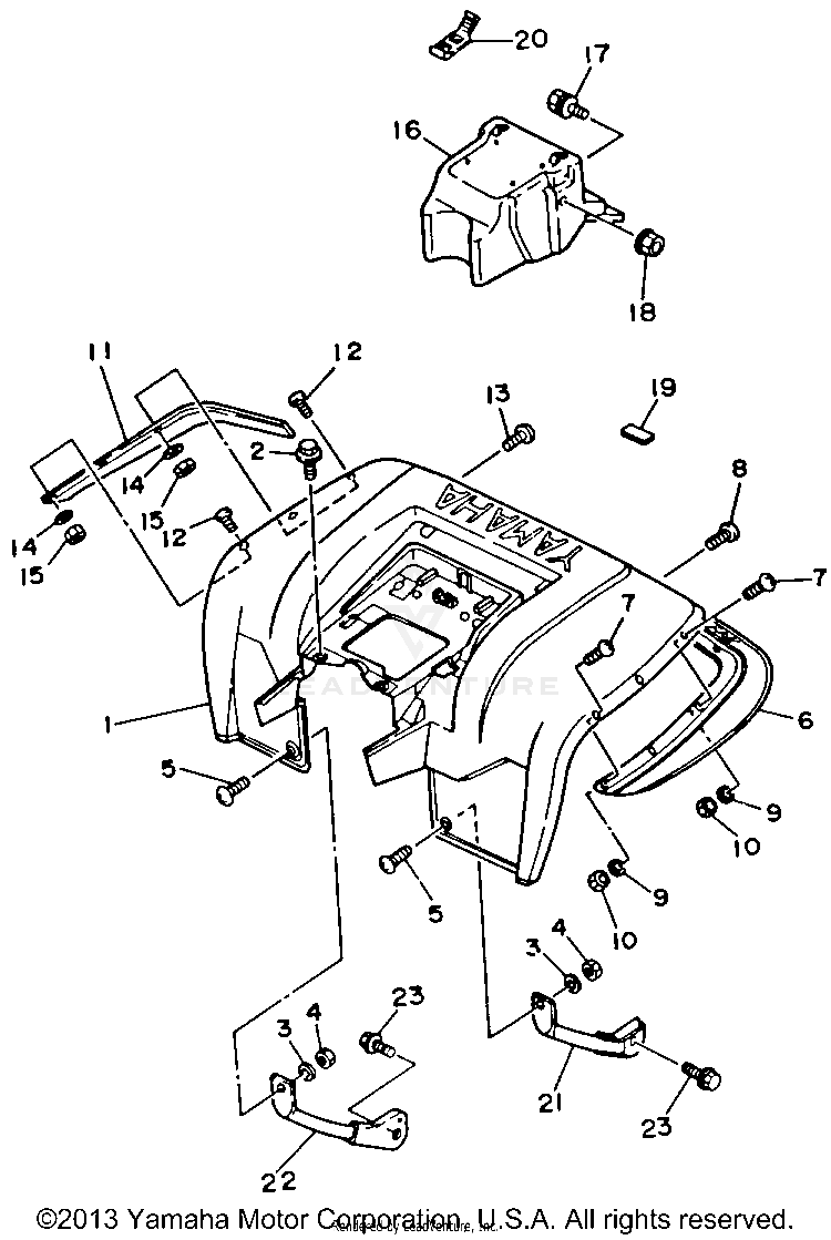 Rear Fender BIG BEAR 4WD - YFM350FWD - 1992 Schematic