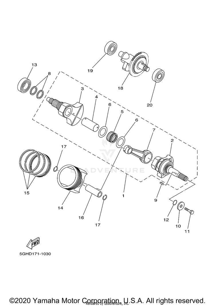 Crankshaft Piston KODIAK 4WD HUNTER - YFM400FAHN - 2001 Schematic