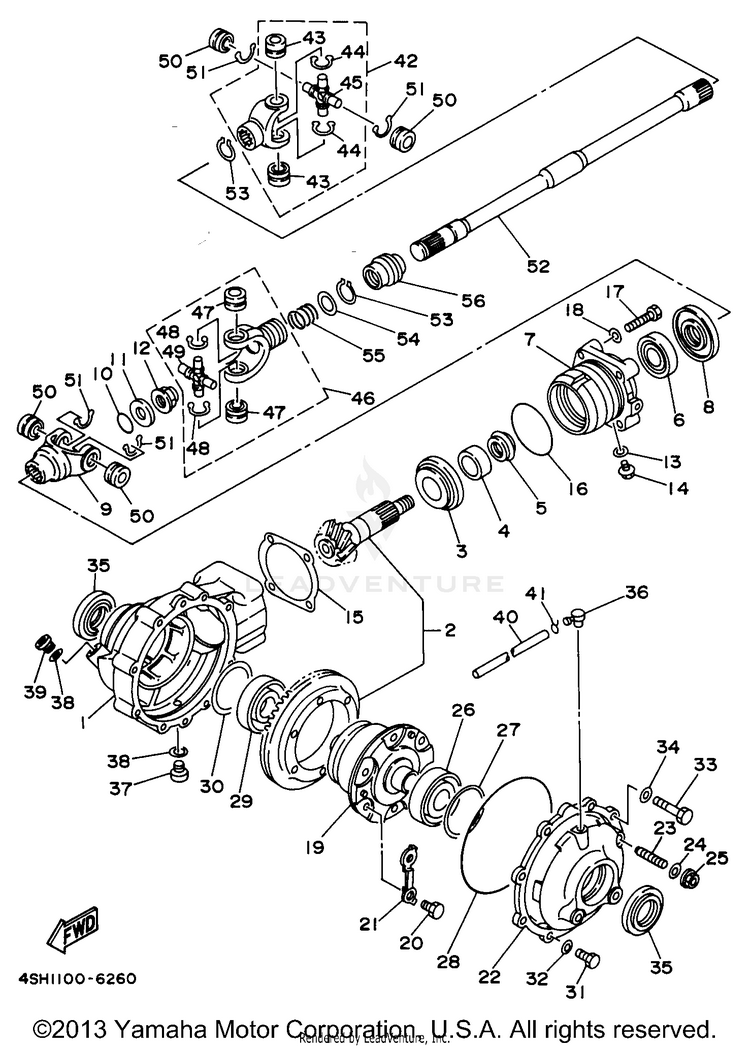 Front Differential KODIAK 4WD - YFM400FWH - 1996 Schematic