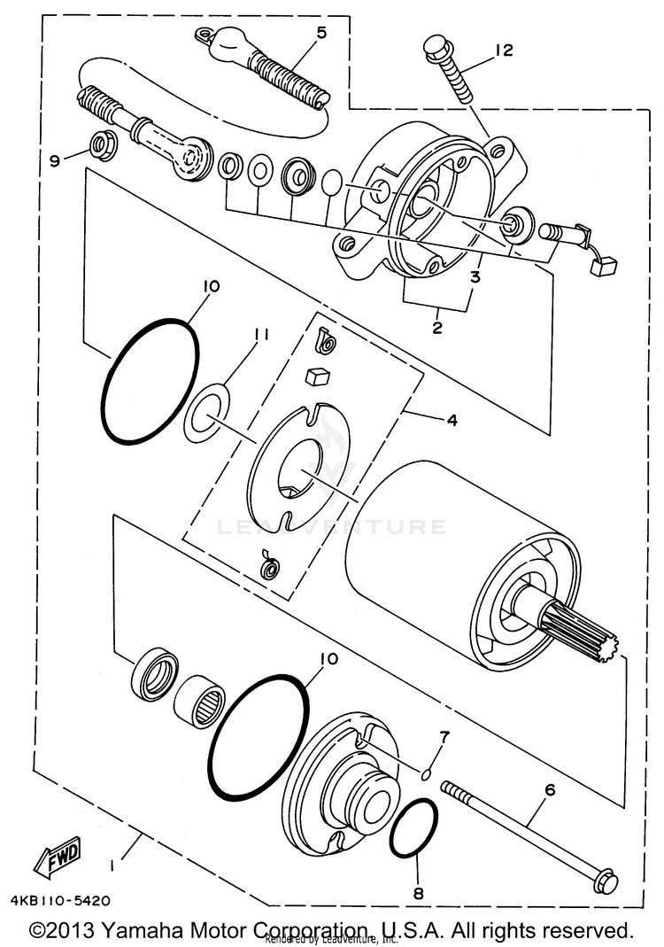Starting Motor WOLVERINE 4WD - YFM350FXH_ - 1996 Schematic