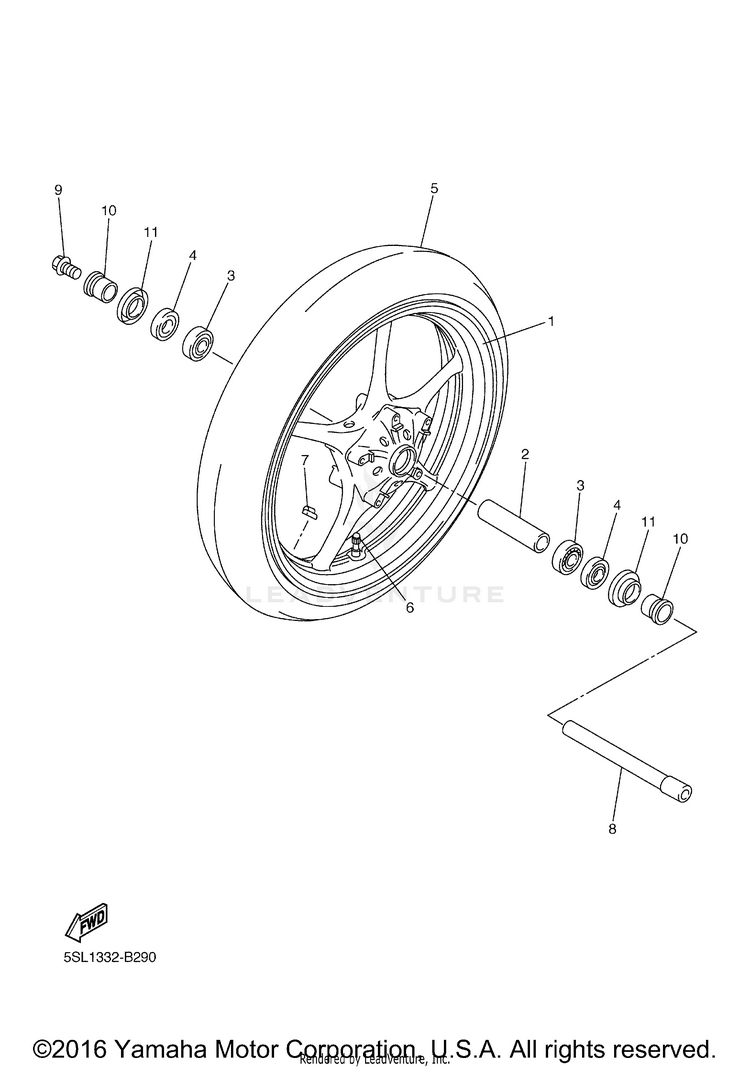 Front Wheel YZFR6S - YZFR6SYCB - 2009 Schematic