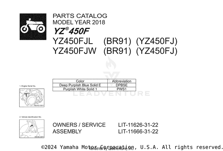 1 Title Page YZ450F - YZ450FJL - 2018 Schematic