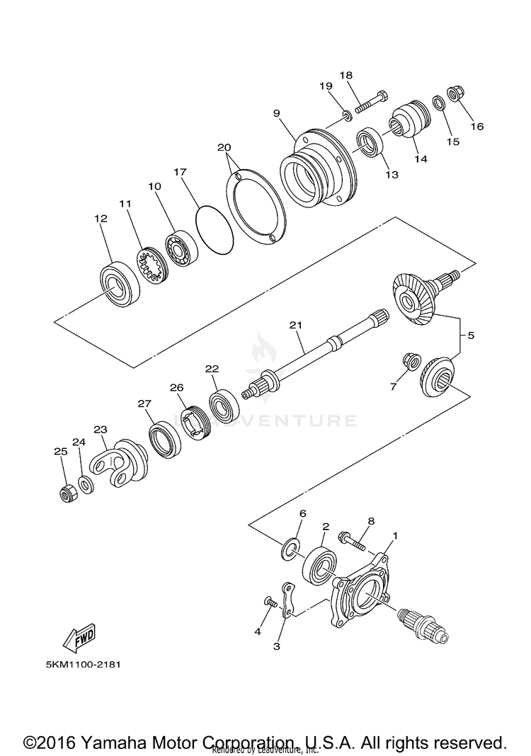 Middle Drive Gear GRIZZLY 600 METALLIC SILVER - YFM660FPS - 2002 Schematic
