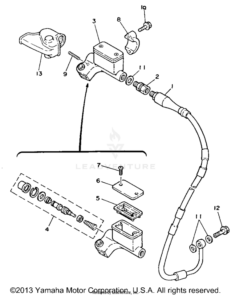 Front Master Cylinder YZ250E1 - 1993 Schematic