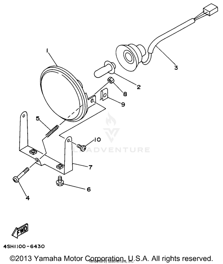 Headlight KODIAK 4WD - YFM400FWH - 1996 Schematic