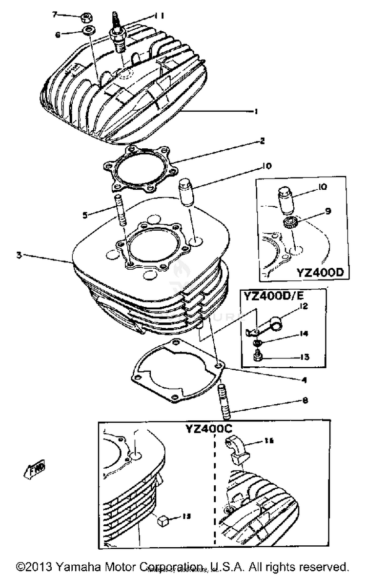 Cylinder Head Cylinder Yz400c D E Schematic