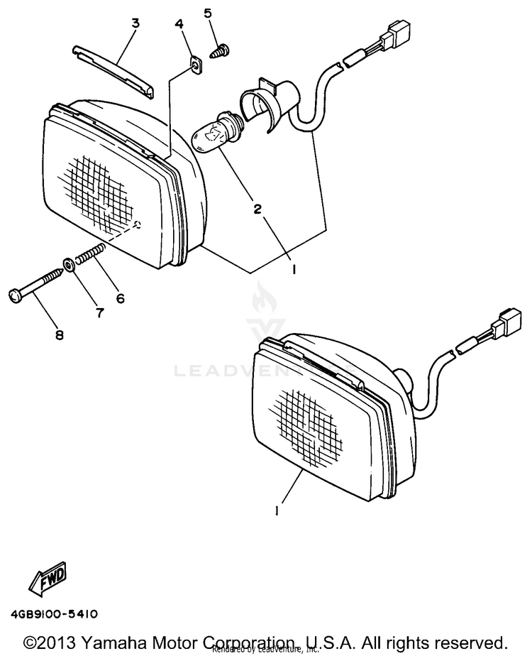 Headlight BIG BEAR 2WD - YFM350UH - 1996 Schematic