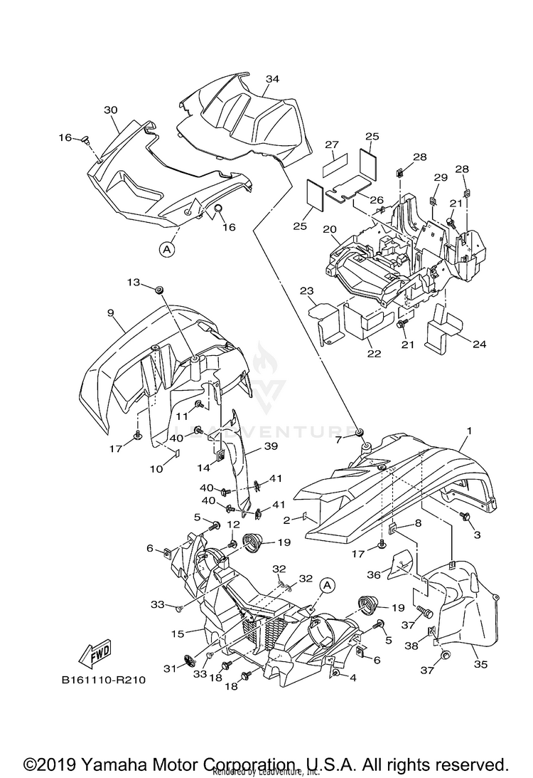 Front Fender KODIAK 700 - YFM70KDXJG - 2018 Schematic