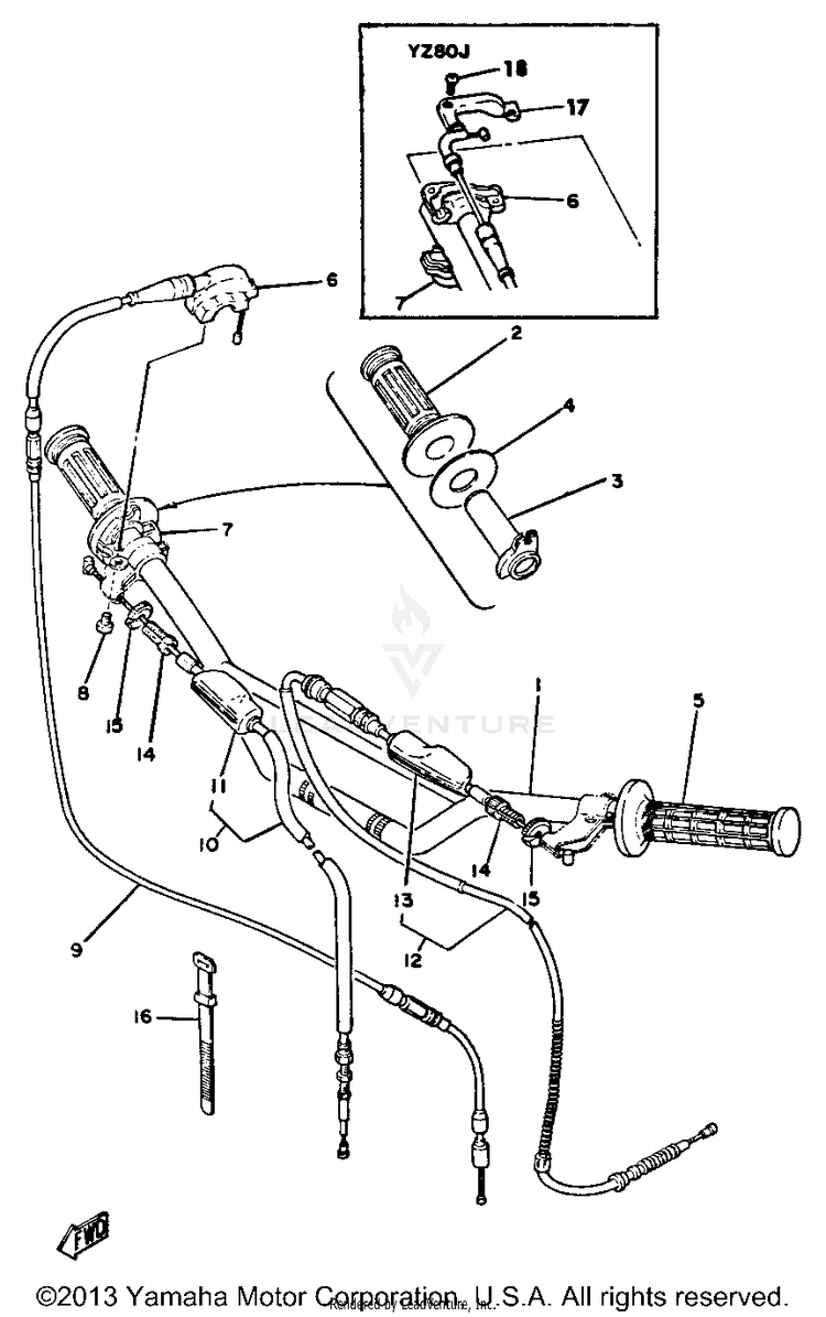 Handlebar Cable Yz80h J Schematic