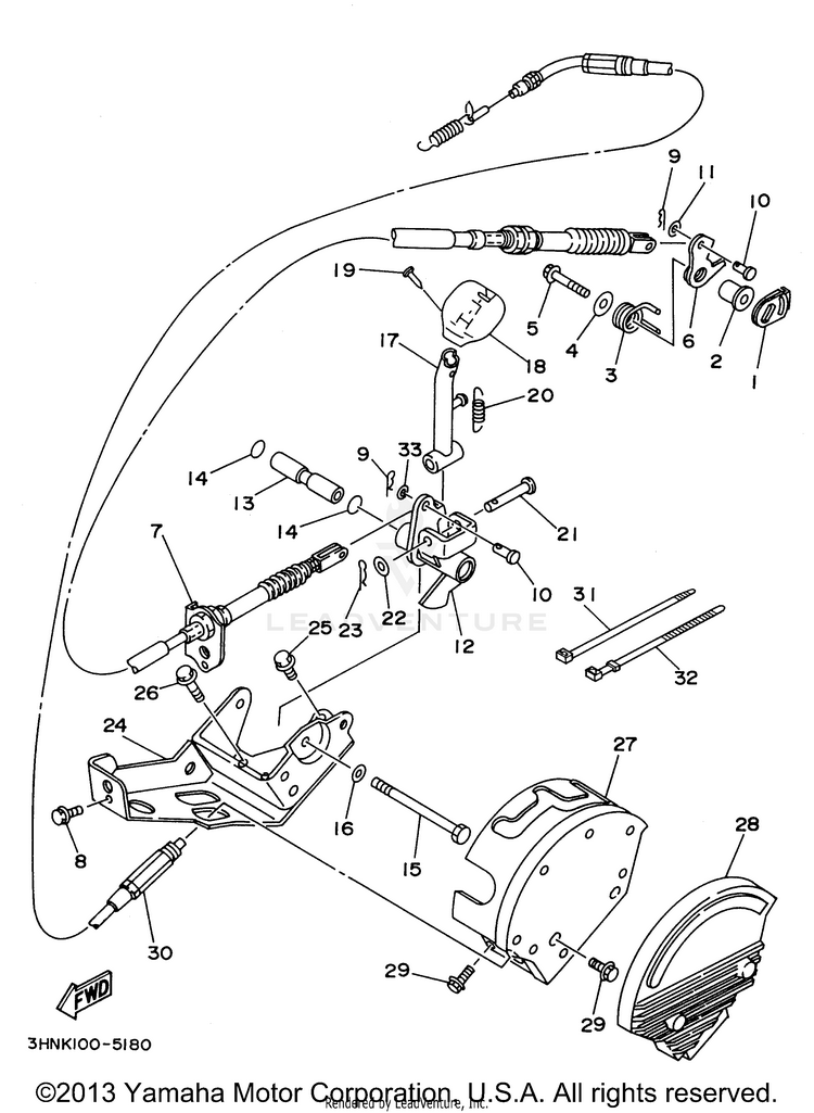 Shifter BIG BEAR 4WD - YFM350FWH - 1996 Schematic