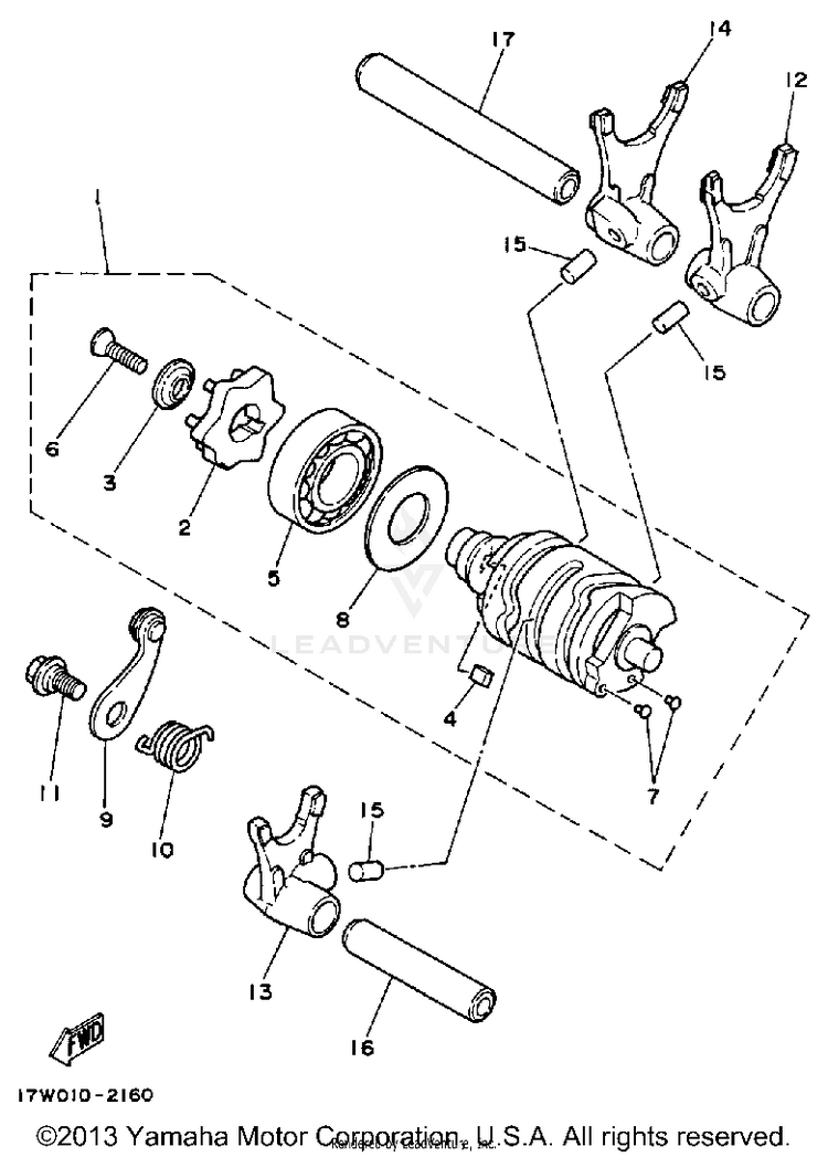Shift Cam - Fork DT50L - 1988 Schematic