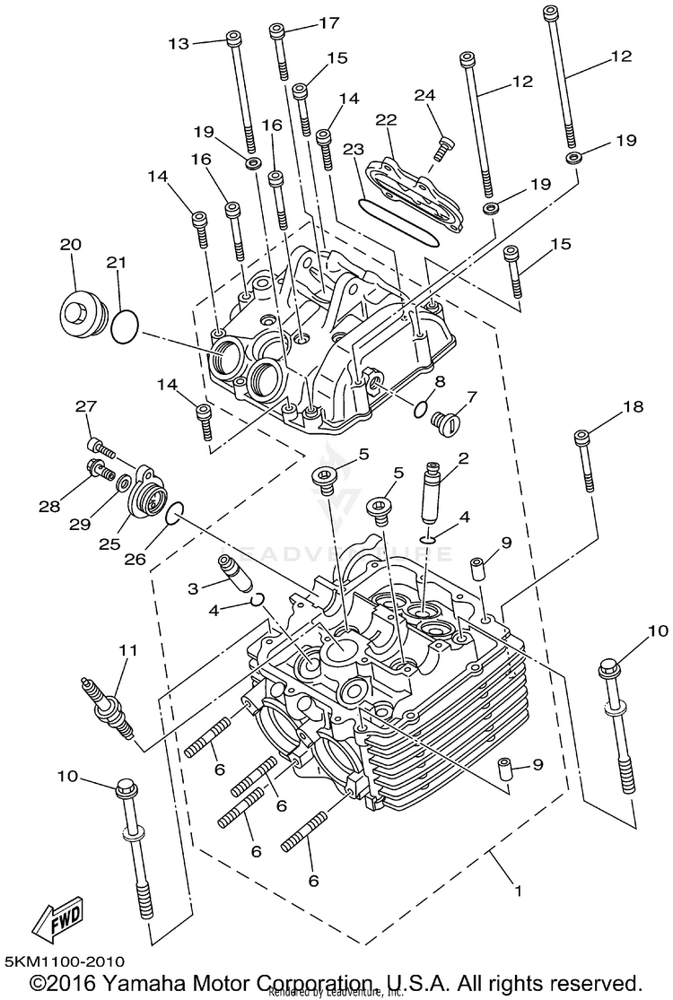 Cylinder Head GRIZZLY 660 - YFM660FP - 2002 Schematic
