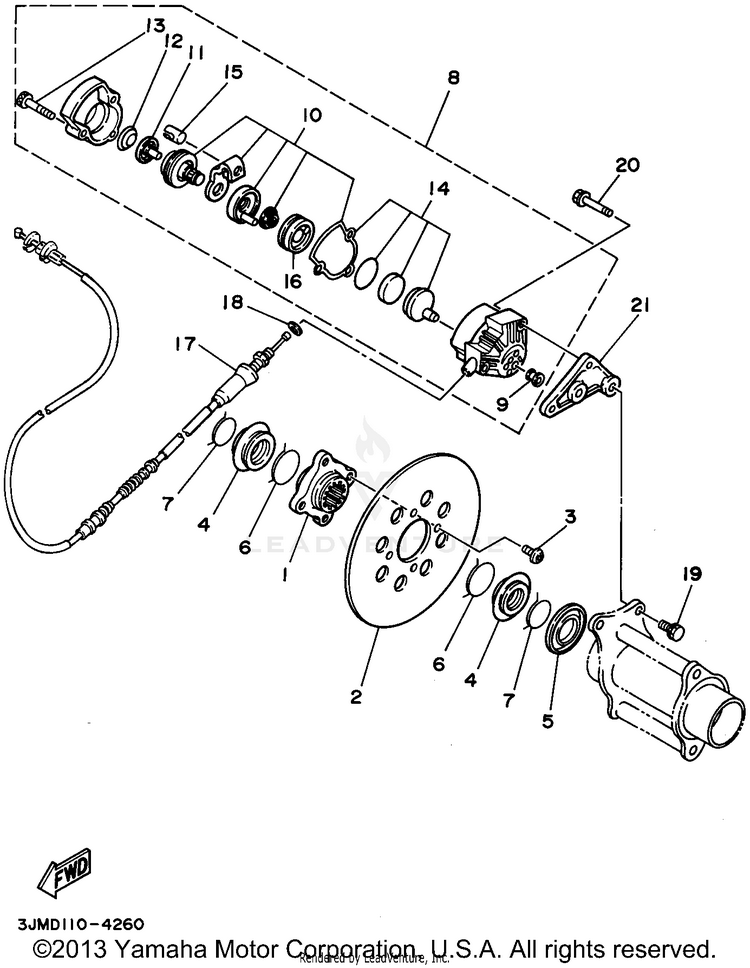 Rear Brake Caliper BLASTER - YFS200G - 1995 Schematic