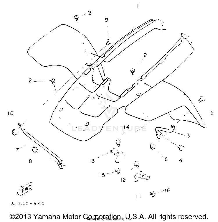 Front Fender BANSHEE - YFZ350E_MN - 1993 Schematic
