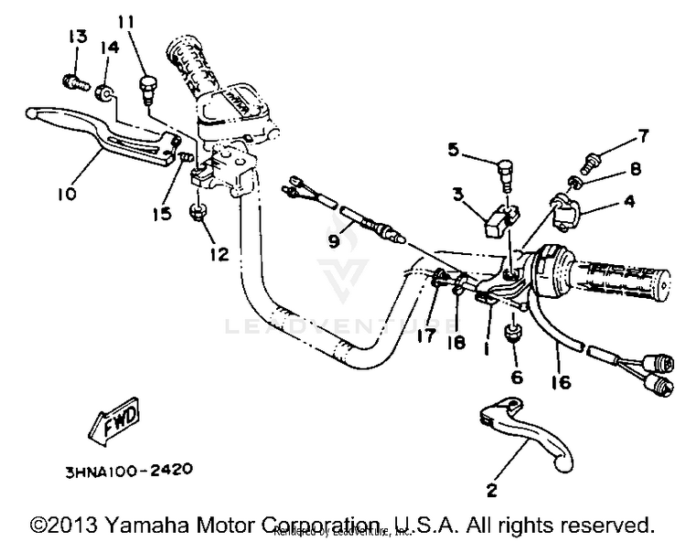 Handle Switch - Lever BIG BEAR 4WD (ME & NH Only) - YFM350FWE_MNH - 1993 Schematic