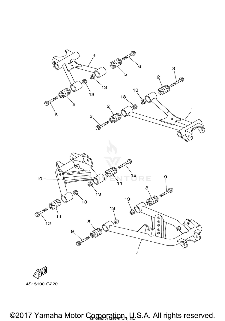Rear Arm GRIZZLY 450 4WD - YFM45FGYB - 2009 Schematic
