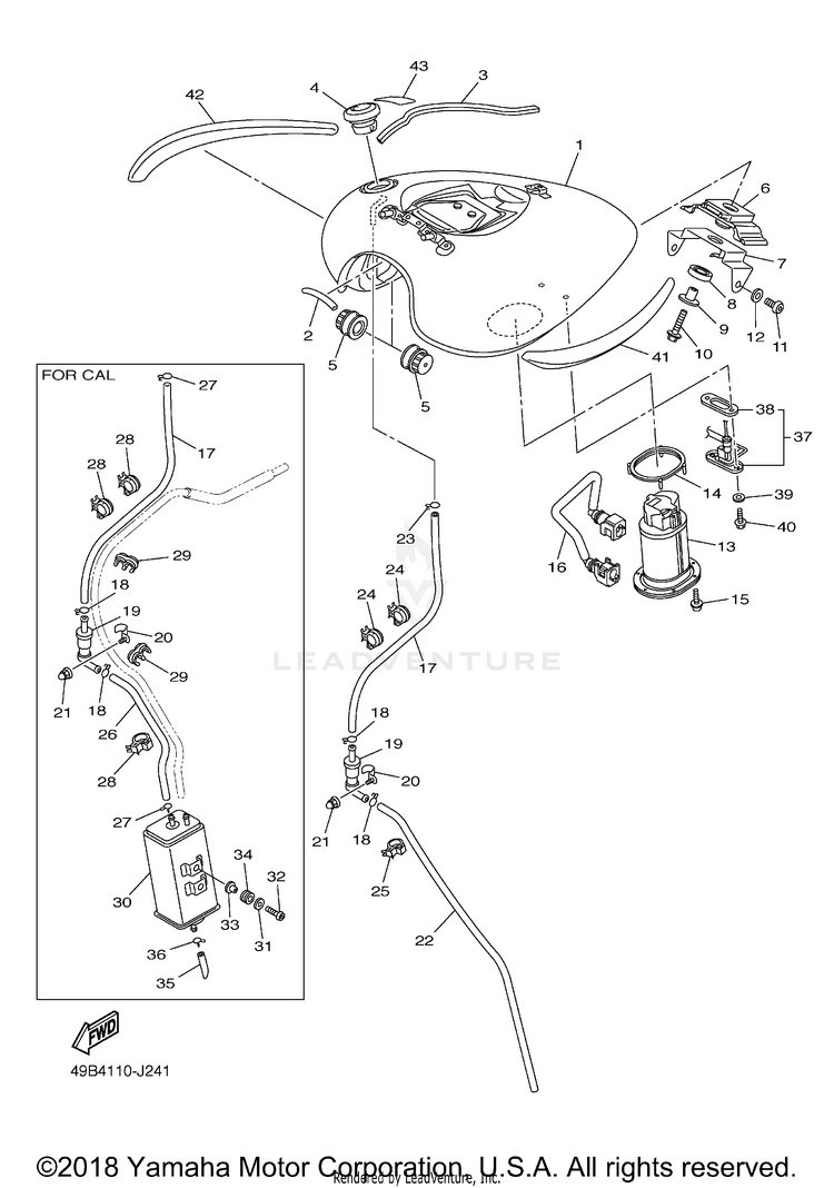 Fuel Tank V STAR 950 TOURER - XVS95CTZCB - 2010 Schematic