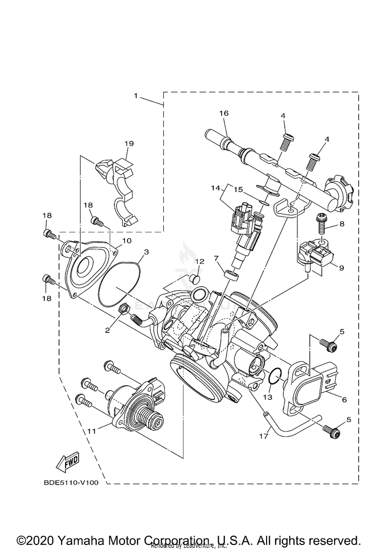 Throttle Body Assy 1 GRIZZLY EPS SPECIAL - YFM70GPSLS - 2020 Schematic