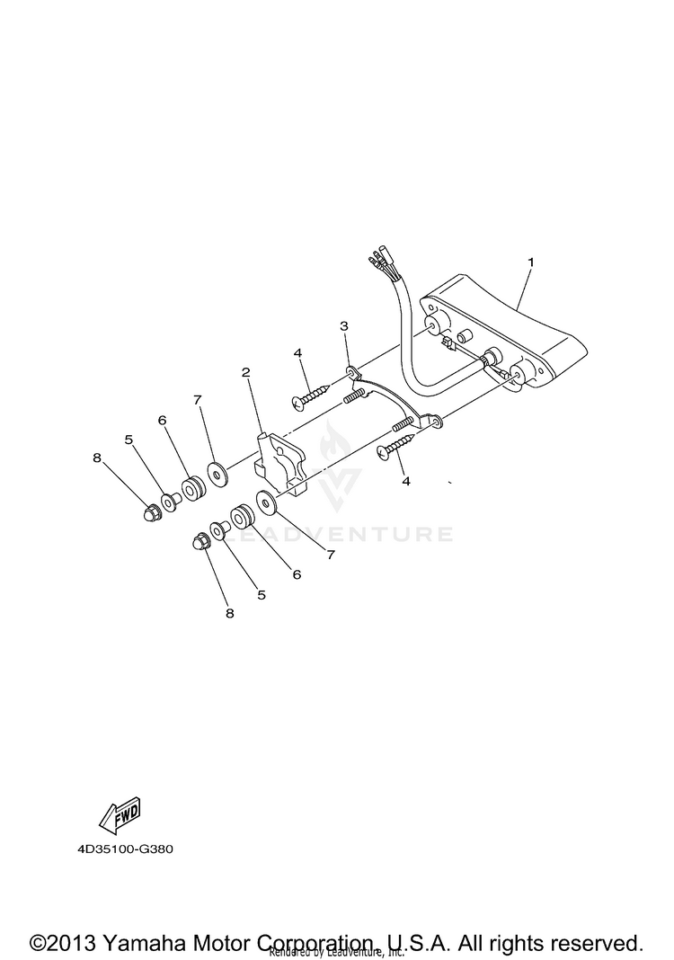 Taillight RAPTOR 250 SPECIAL EDITION - YFM25RSEY - 2009 Schematic