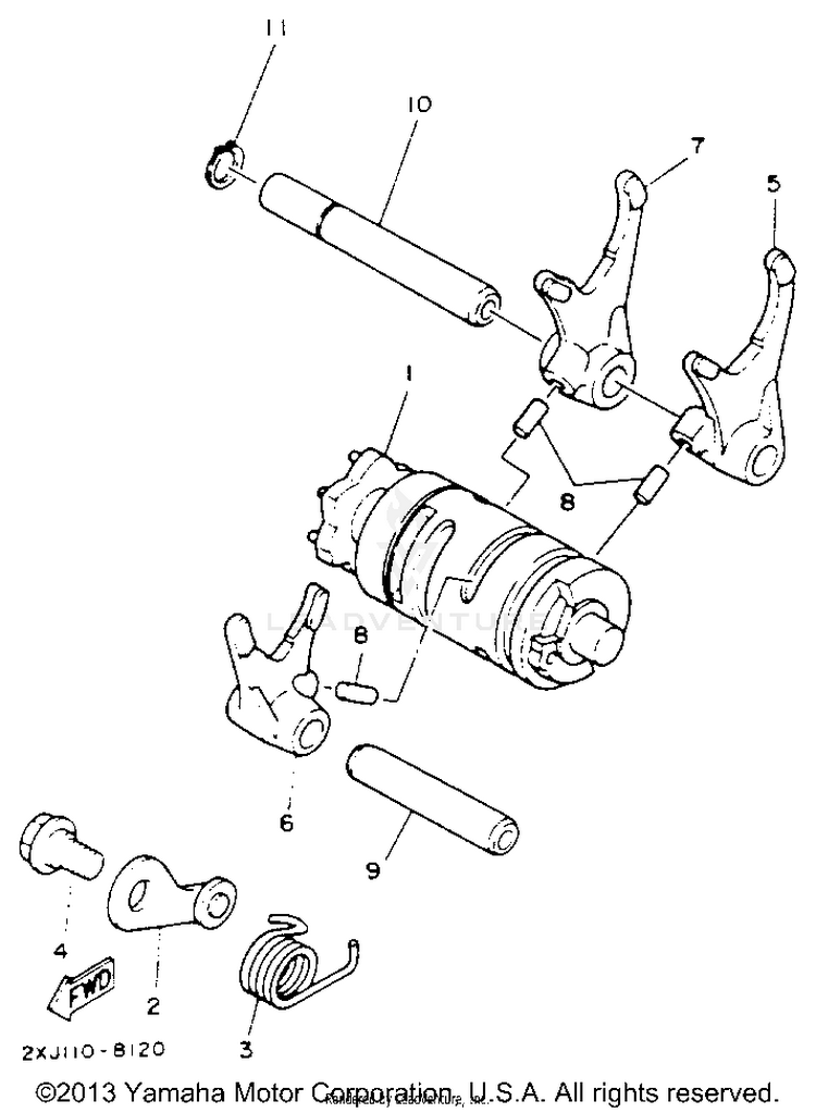 Shift Cam Fork BLASTER - YFS200E - 1993 Schematic