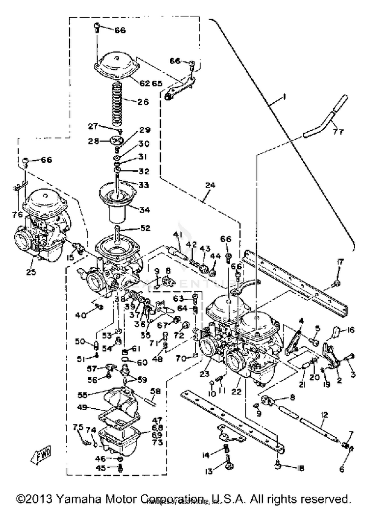 Caburetor XS1100SH - 1981 Schematic