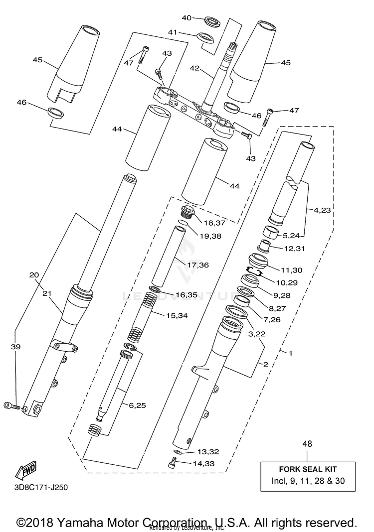 Front Fork V STAR 1300 TOURER - XVS13CTBCG - 2012 Schematic