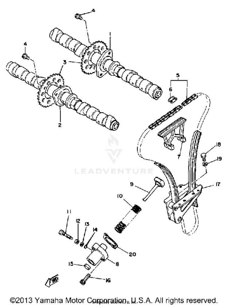 Camshaft Chain XS1100H - 1981 Schematic