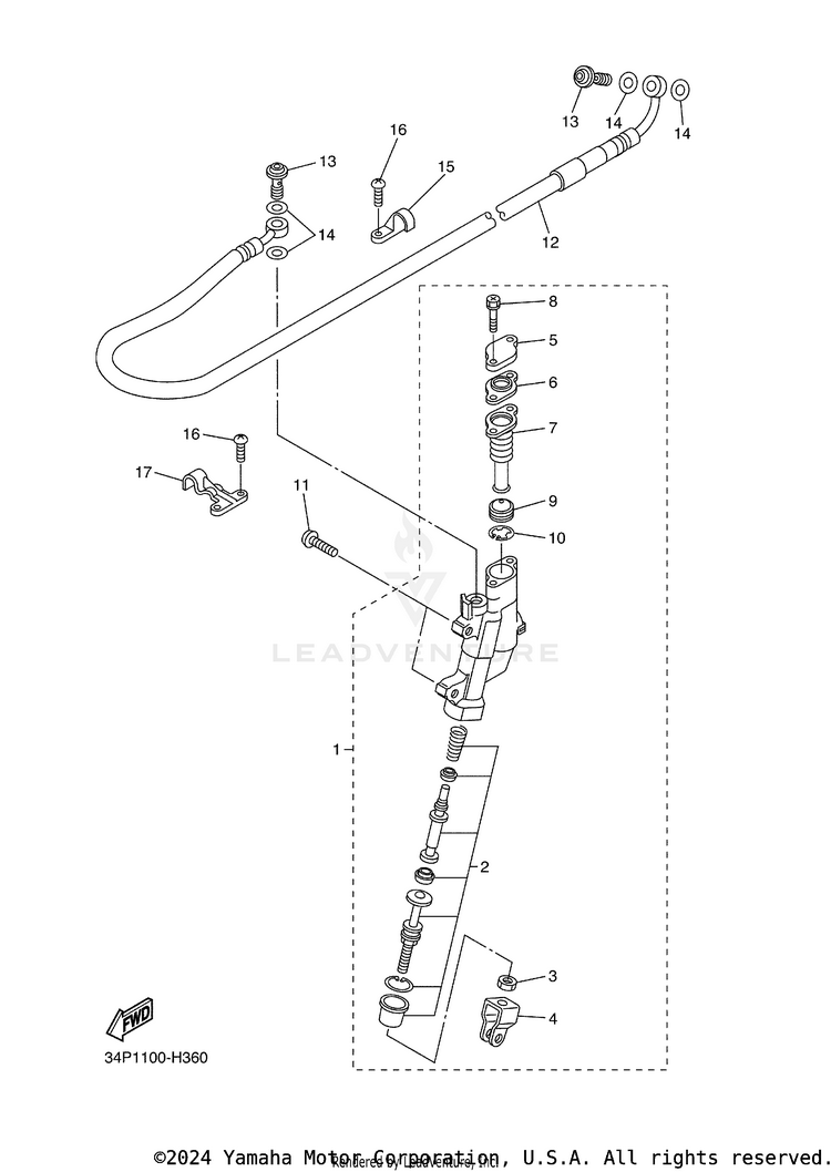 Rear Master Cylinder YZ250FB - YZ250FBL - 2012 Schematic
