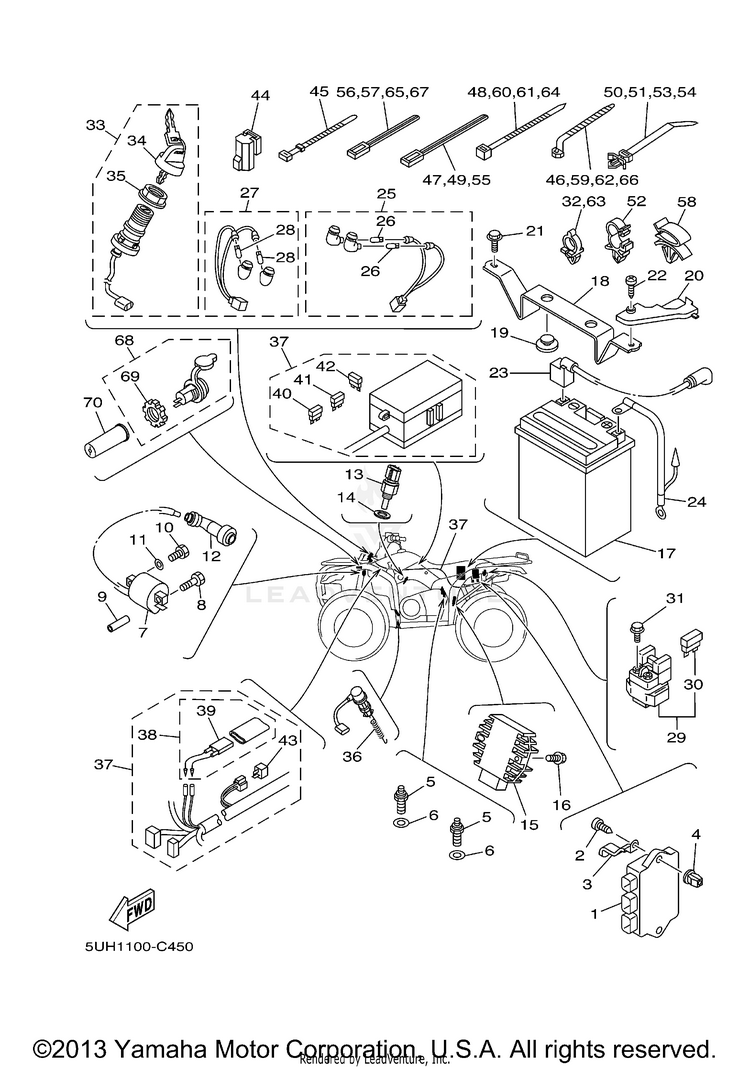 Electrical 1 Bruin 350 AUTO 4X4 - YFM350FAS - 2004 Schematic