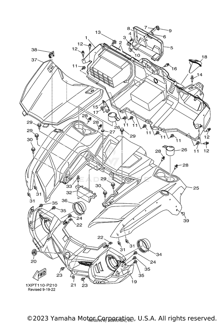 Front Fender VIKING EPS RANCH - YXM70VPRLC - 2020 Schematic