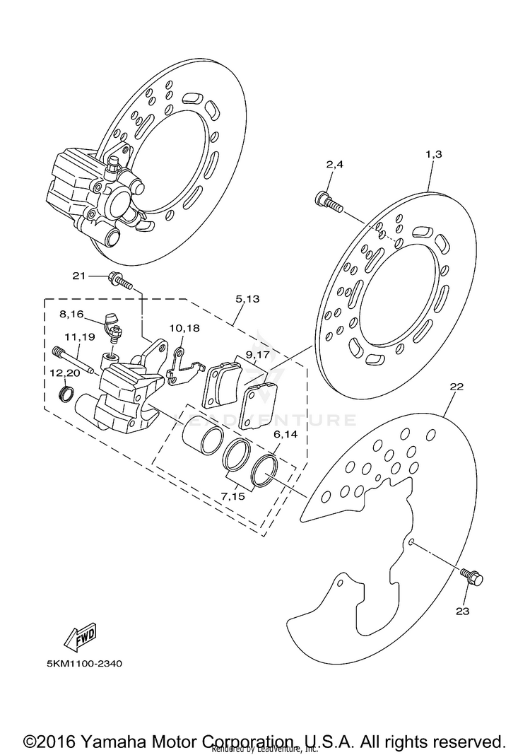 Front Brake Caliper GRIZZLY 600 METALLIC SILVER - YFM660FPS - 2002 Schematic