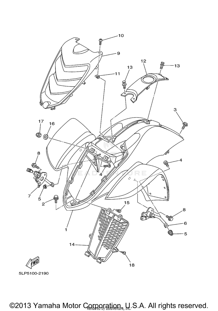 Front Fender RAPTOR  660R - YFM660RR - 2003 Schematic