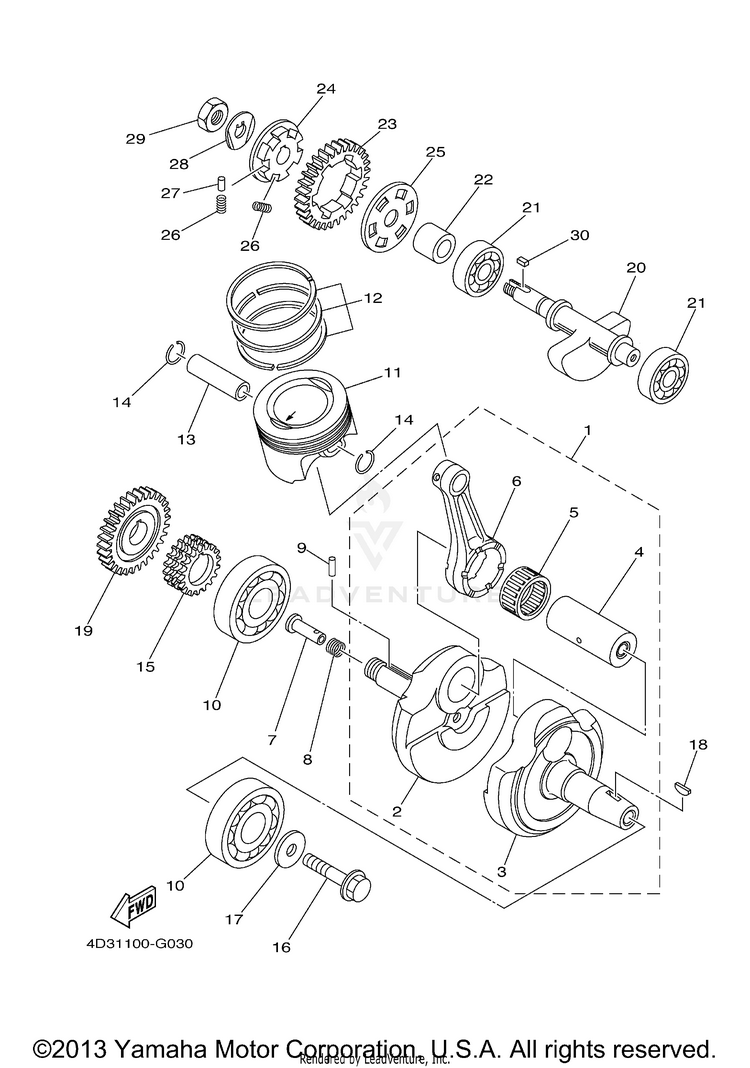 Crankshaft Piston RAPTOR 250 - YFM25RXGY - 2008 Schematic