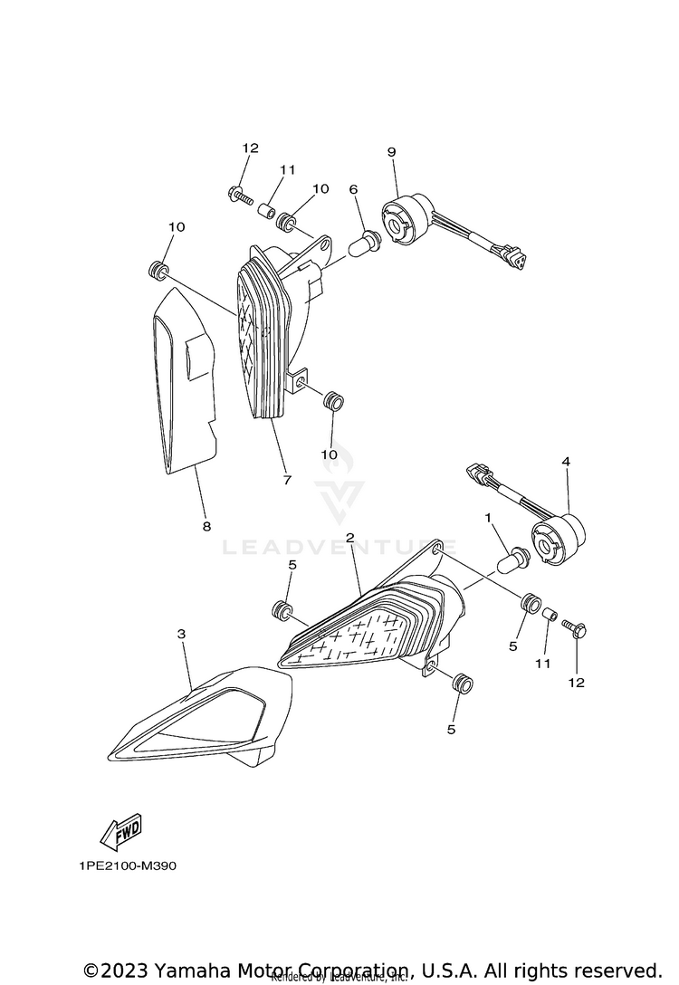 Headlight RAPTOR 700R SE CAL - YFM70RCCRB - 2024 Schematic