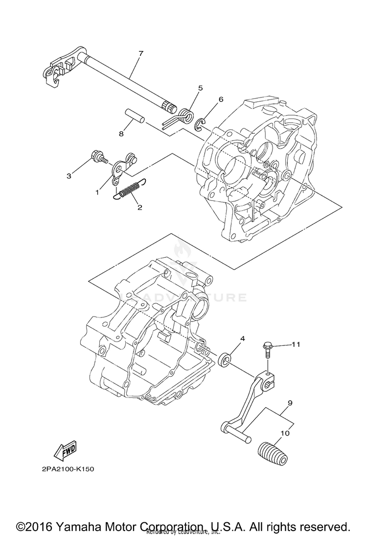 Shift Shaft RAPTOR 125 - YFM125RBL - 2012 Schematic