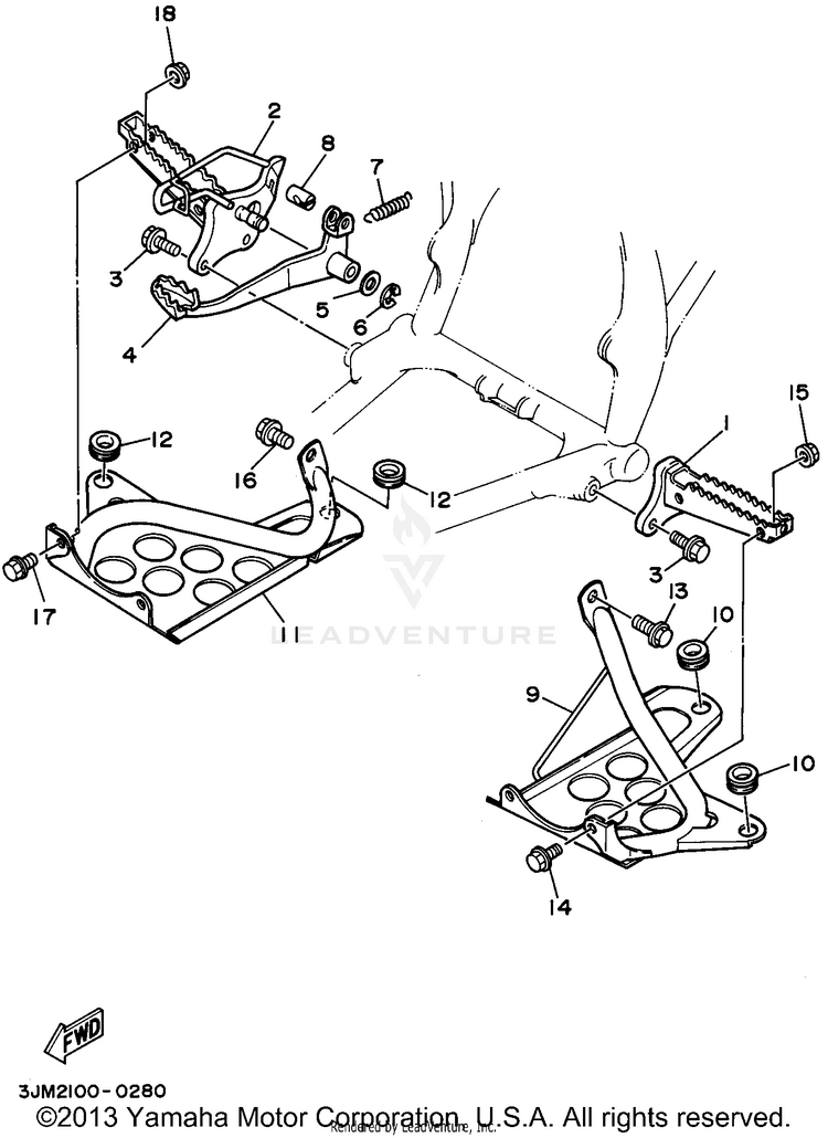 Stand Footrest BLASTER - YFS200G_MN - 1995 Schematic