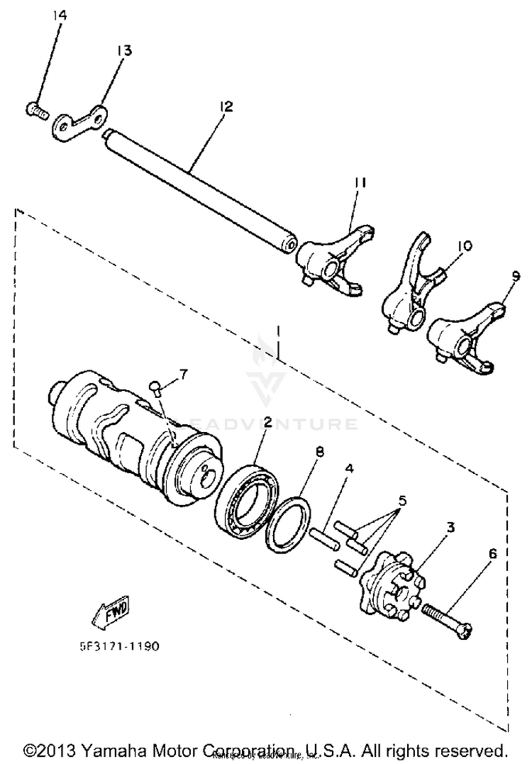 Shift Cam Fork VIRAGO 700 - XV700SSC - 1986 Schematic