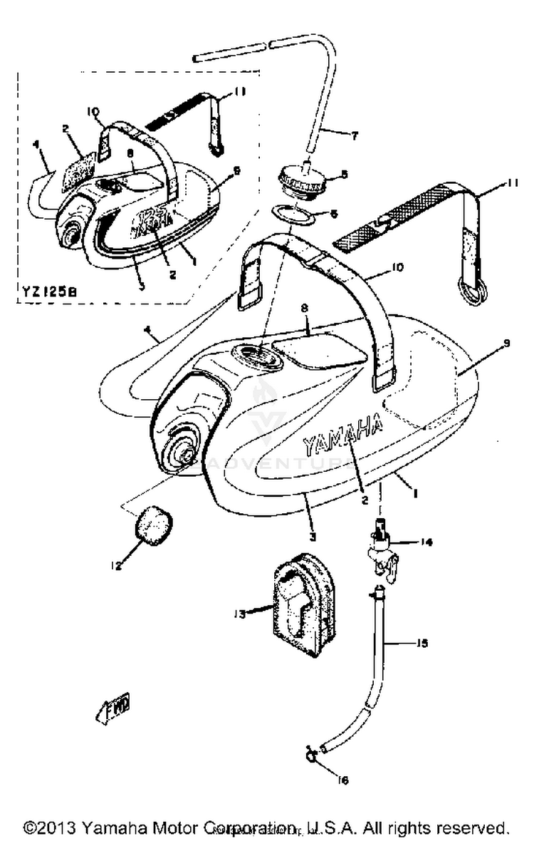 Fuel Tank Yz125a - B Schematic