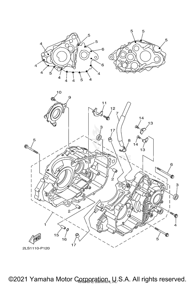 Crankcase RAPTOR 700R SPECIAL - YFM70RCCMW - 2021 Schematic