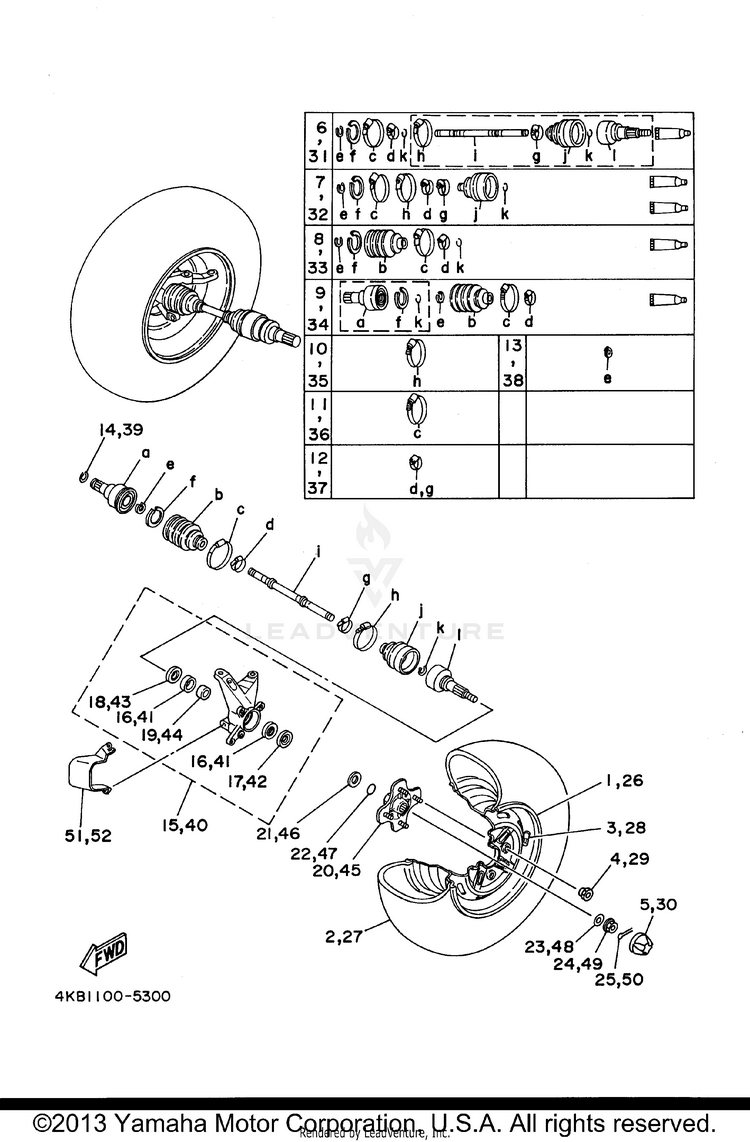 Front Wheel WOLVERINE 4WD - YFM350FXH_ - 1996 Schematic